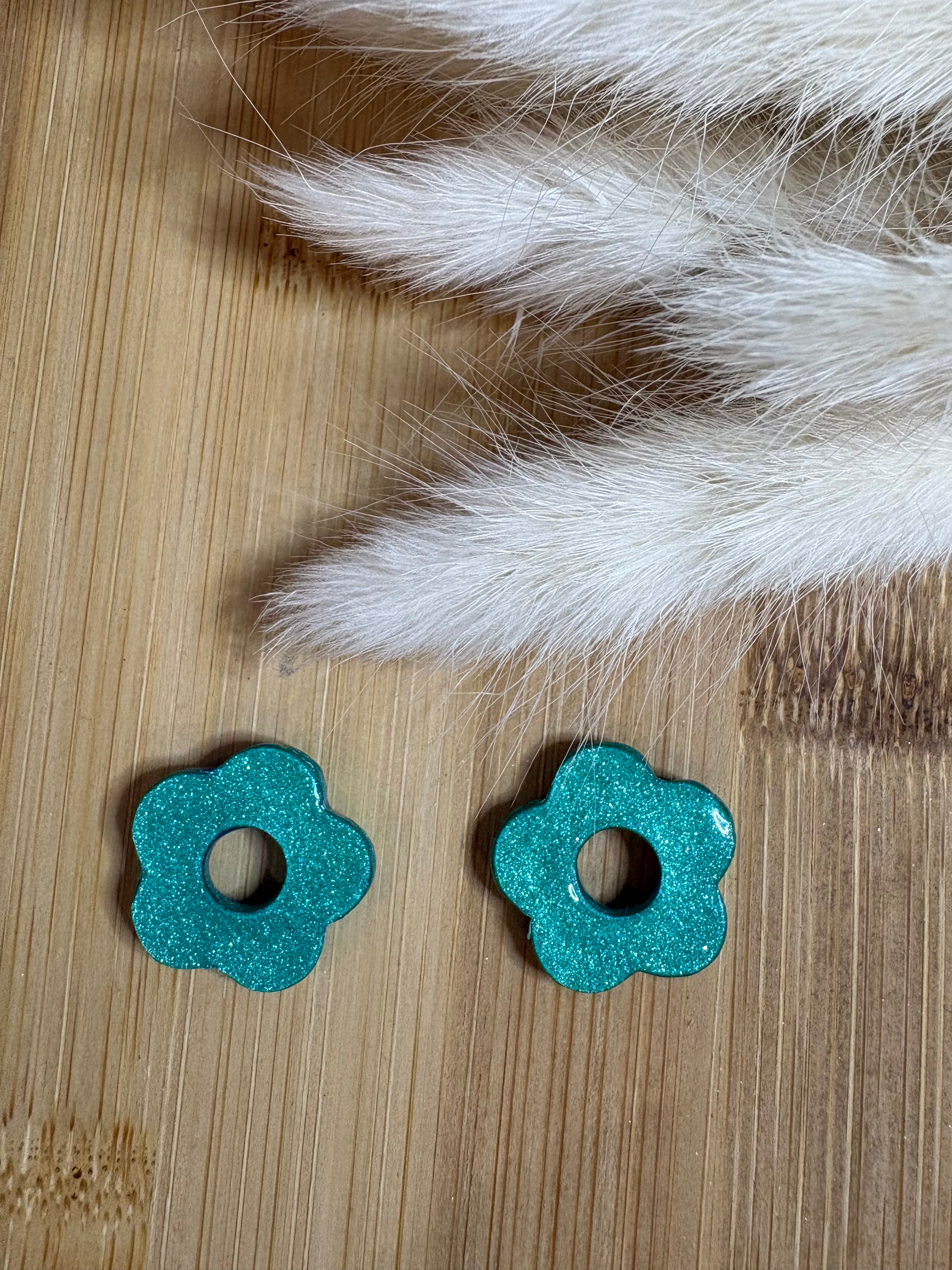 Petites Pampilles Floréa – Turquoise & Bleu Cobalt Pailleté