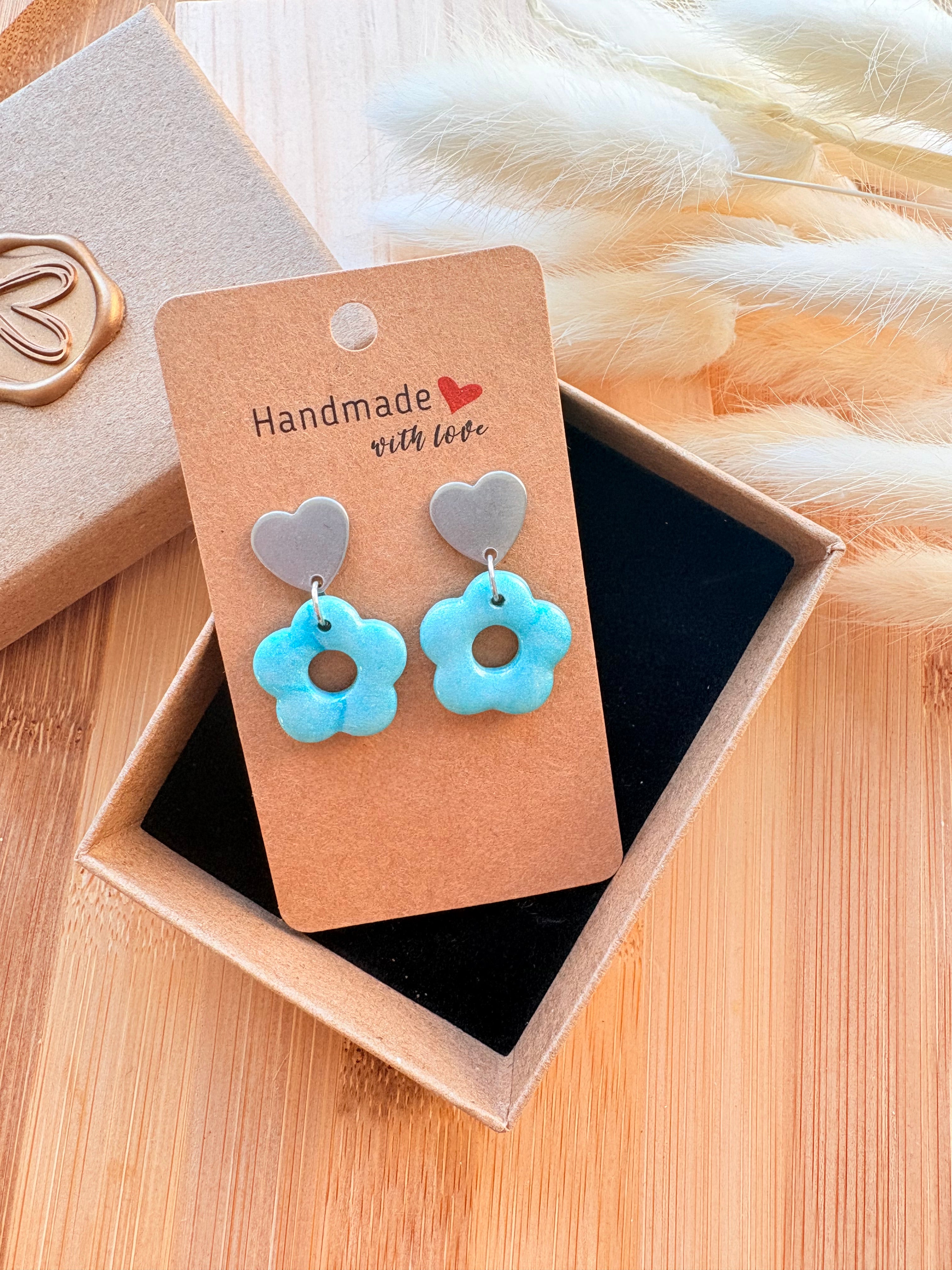 Boucles Coeur Floréa Bleues